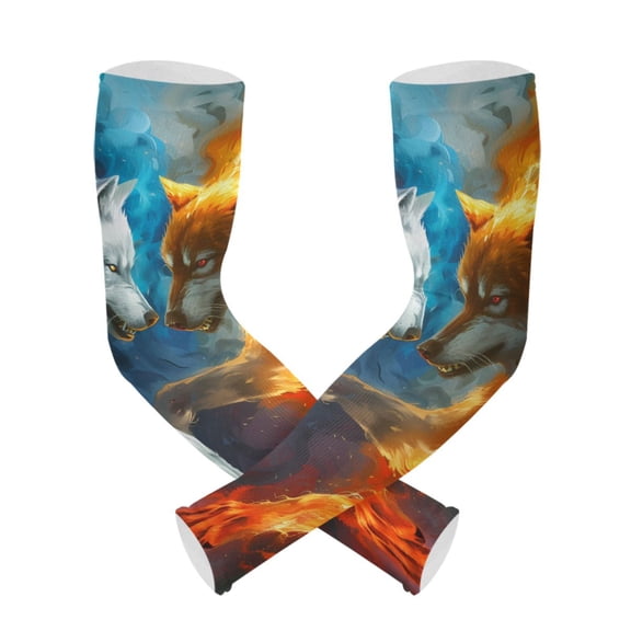 ALAZA Wolf with Fire UV Sun Protection Arm Sleeves UPF 50+ Compression Cooling Sleeve 1 Pair