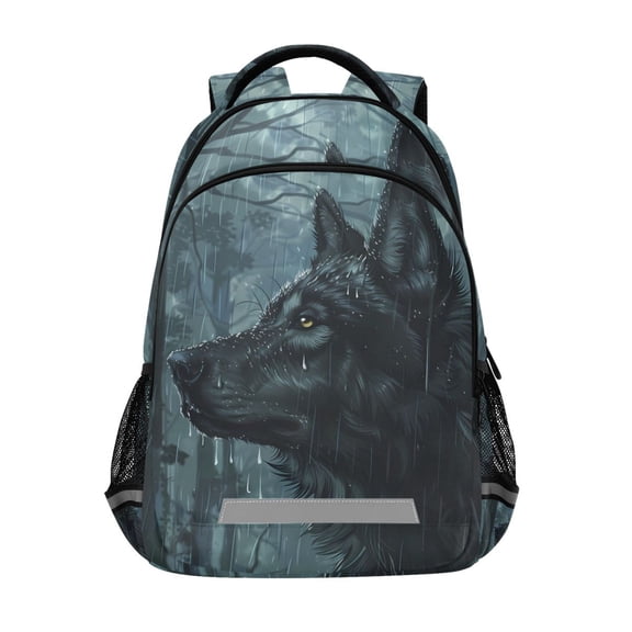 ALAZA Wolf with Rainy Forest Backpack Elementary School Bag Bookbag Travel Rucksack