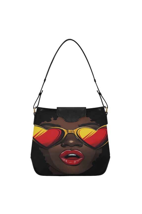 Women Hobo Shoulder Handbag African Woman Print Tote Bag Large Capacity Purse