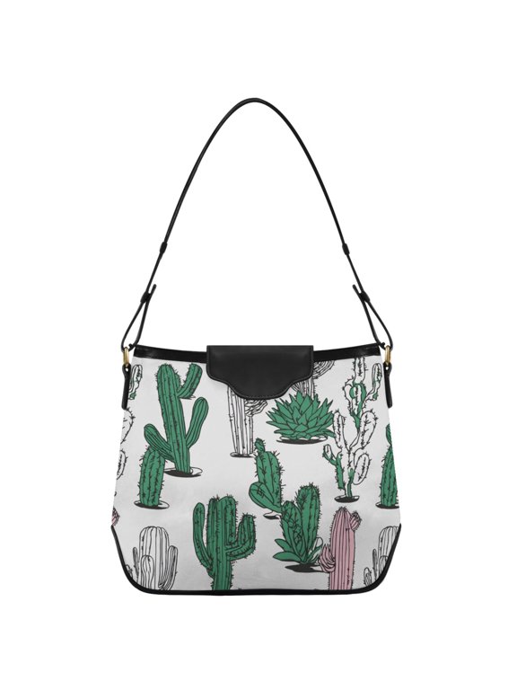 Women Hobo Shoulder Handbag Cactus Artistic Print Tote Bag Large Capacity Purse