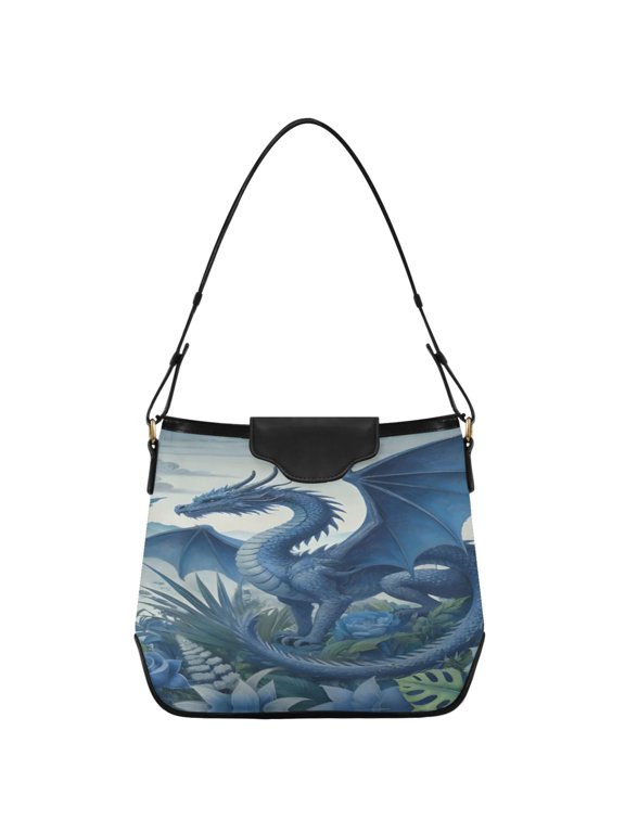 Women Hobo Shoulder Handbag Dragon on Mountain Print Tote Bag Large Capacity Purse