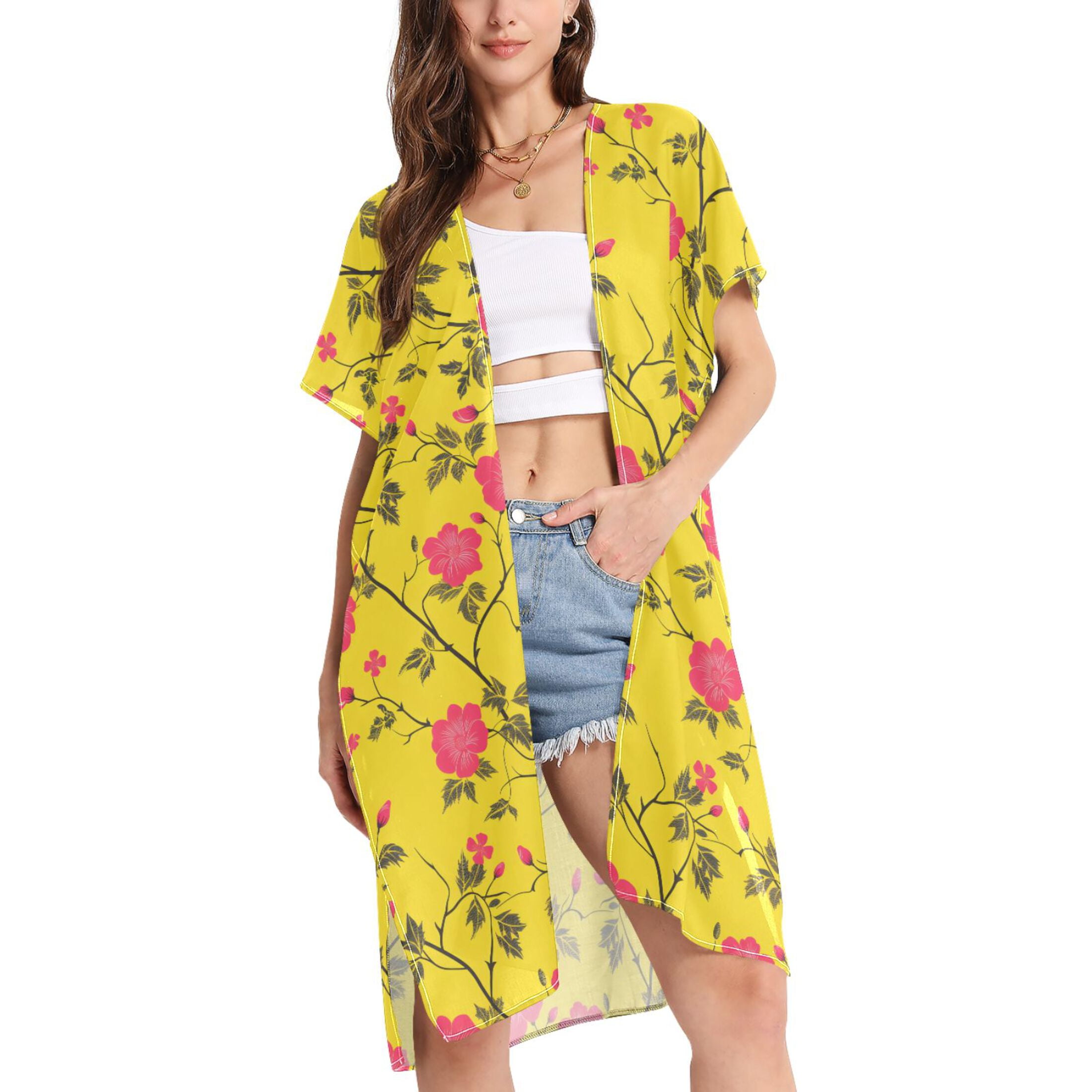 La Blanca Women's Plus Moonlit Floral Print Beach Pool Kimono Cover Up main image 1