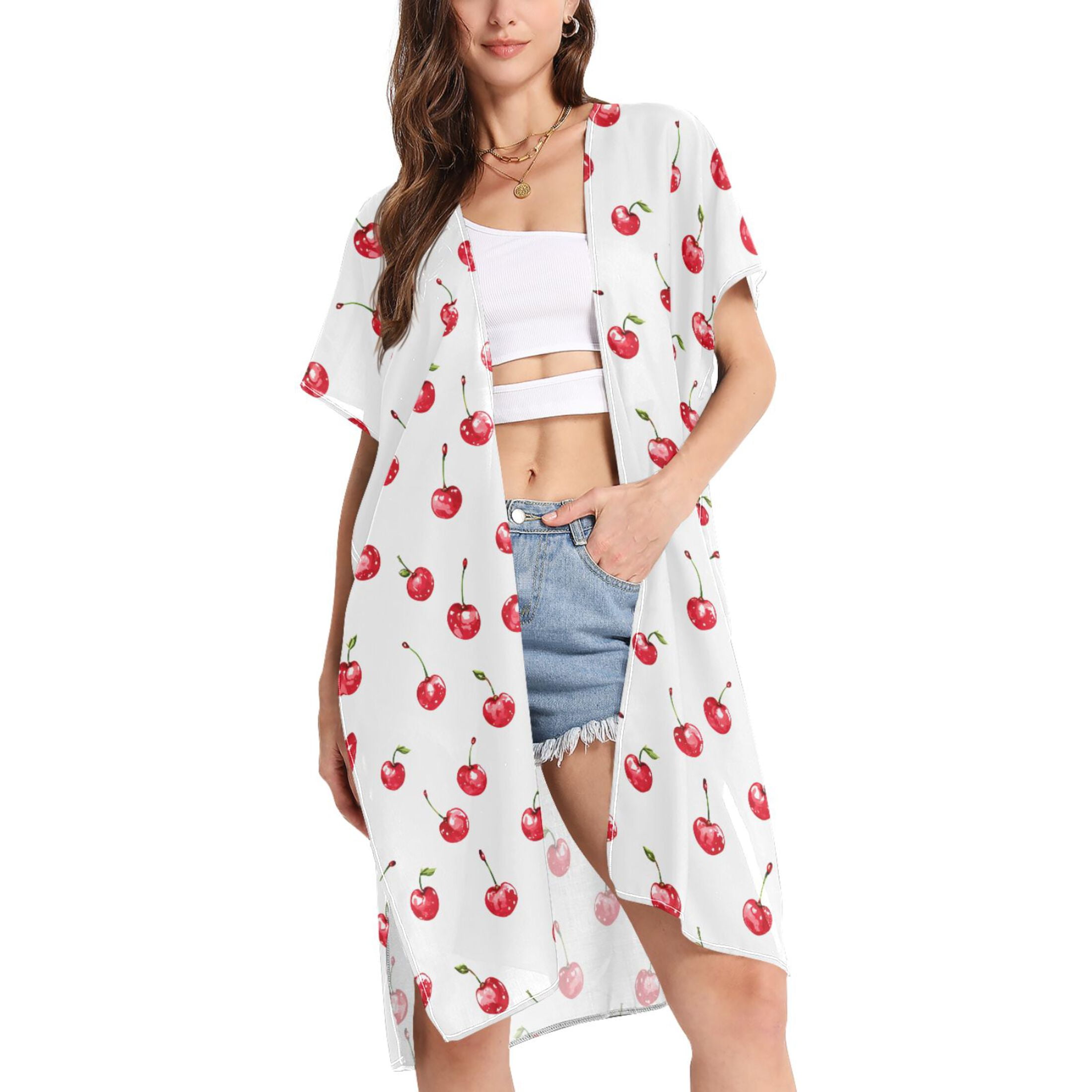 Samara Women's Kimono Beach Cover Up in Blue Ombre