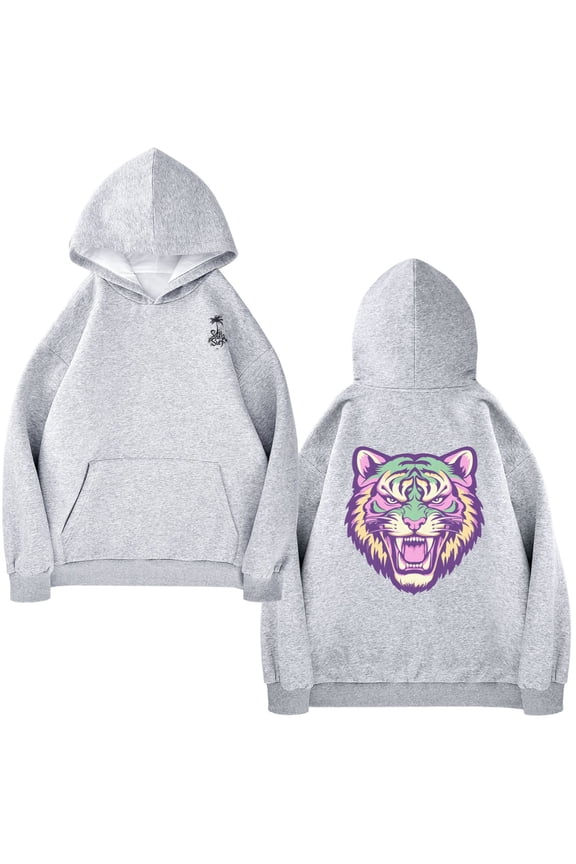 Women's Hoodies Sweatshirt Angry Tiger Long Sleeve Pullovers with Pockets M