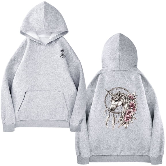 ALAZA Women's Hoodies Sweatshirt Boho Unicorn Long Sleeve Pullovers with Pockets L