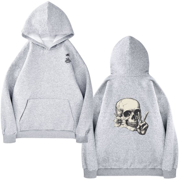 ALAZA Women's Hoodies Sweatshirt Cool Skull Long Sleeve Pullovers with Pockets S