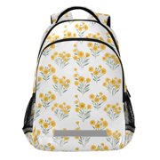 ALAZA Yellow Floral Pattern Backpack Elementary School Bags Student Bookbag Travel Rucksack