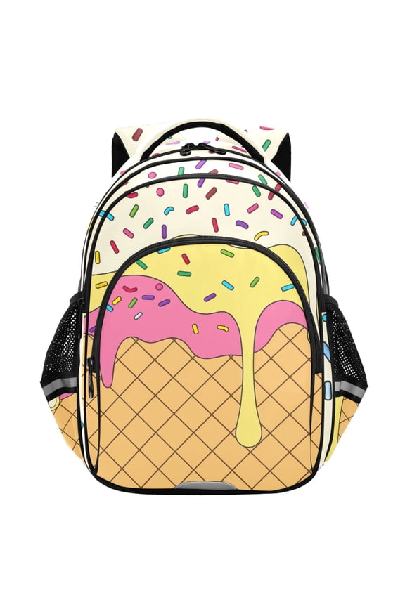 Yellow Ice Cream School Backpack Elementary Bag Student Bookbag Travel Rucksack