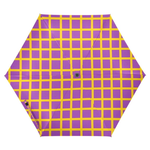 ALAZA Yellow Purple Checkered UPF 50+ Compact Folding Umbrella for Rain Travel Umbrella Packable