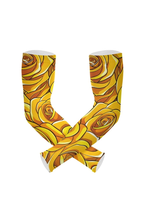 Yellow Roses Flowers UV Sun Protection Arm Sleeves UPF 50+ Compression Cooling Sleeve 1 Pair