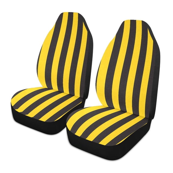 ALAZA Yellow Stripes Line Pattern Car Seat Covers 2 PCs Universal Auto Front Seats Interior Protector