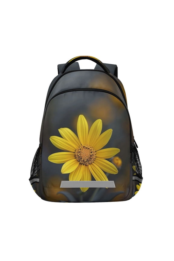 Yellow Sunflower Backpack Elementary School Bag Bookbag Travel Rucksack