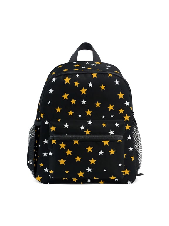 Yellow White Stars Toddler Backpack for Preschool Kindergarten Kids Bags
