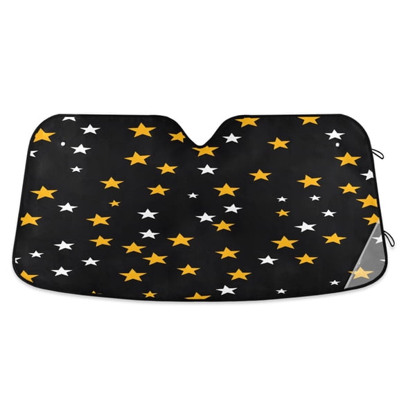 ALAZA Yellow White Stars Windshield Sun Shade Car Foldable Visor Block UV Rays Protector 55"x27.6"