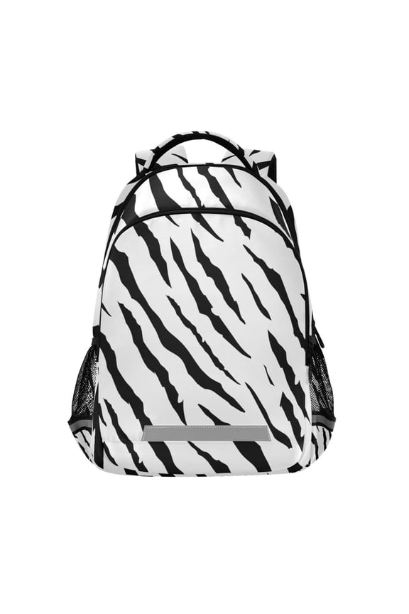 Zebra Black Print Backpack Elementary School Bag Bookbag Travel Rucksack