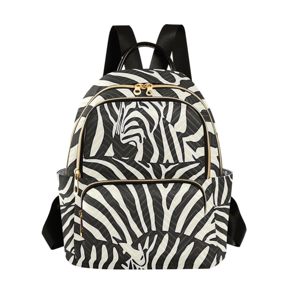 ALAZA Zebra Black Print Womens Travel Laptop Backpack Large Daypack Ladies Shoulder Bags M