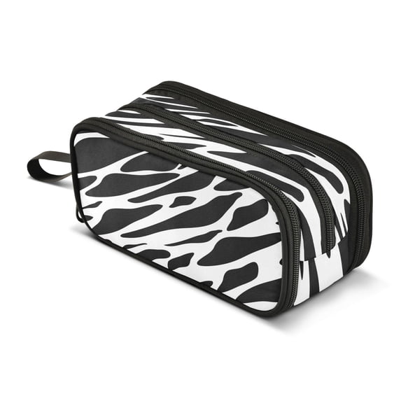 ALAZA Zebra Black and White Pencil Case Bag 3 Compartment Pen Pouch Large Storage Holder Box Organizer