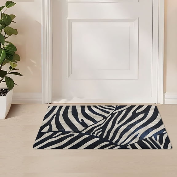 ALAZA Zebra Pattern Door Mat Outdoor Indoor Entrance Low Profile Floor Rugs 32"x20"