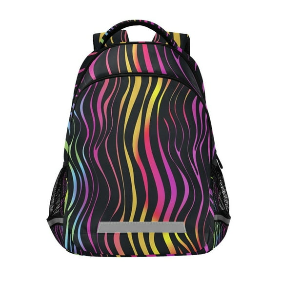 ALAZA Zebra Rainbow Abstract Print Backpack Elementary School Bag Bookbag Travel Rucksack