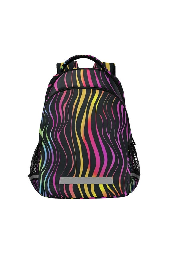 Zebra Rainbow Abstract Print Backpack Elementary School Bag Bookbag Travel Rucksack