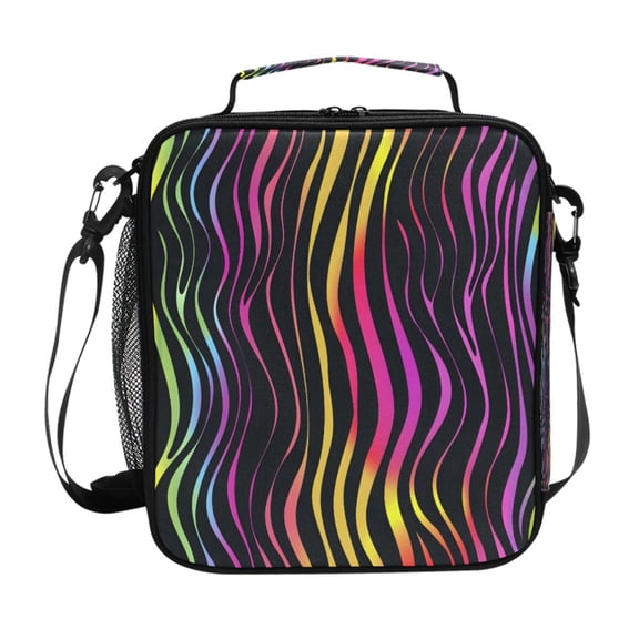 ALAZA Zebra Rainbow Abstract Print Lunch Box Insulated Lunch Bag Reusable Thermal Cooler Tote School Picnic