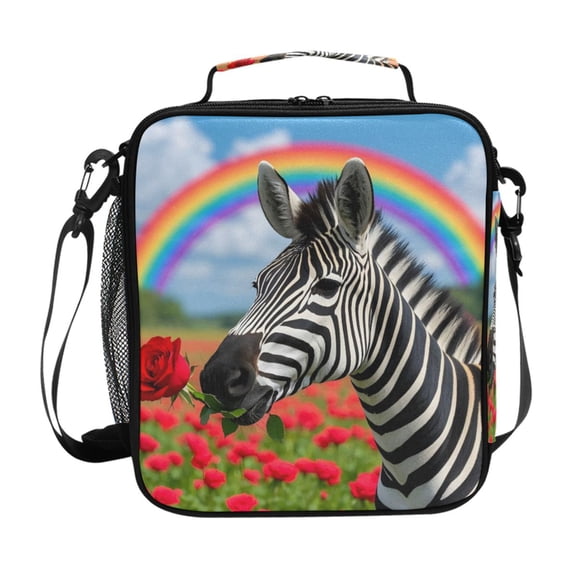 ALAZA Zebra Rose Field Lunch Box Insulated Lunch Bag Reusable Thermal Cooler Tote School Picnic