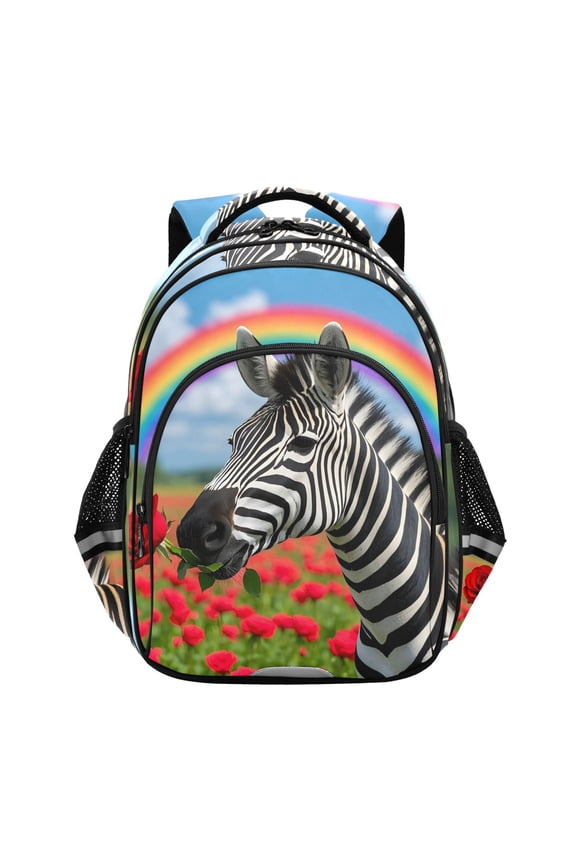 Zebra Rose Field School Backpack Elementary Bag Bookbag Travel Rucksack