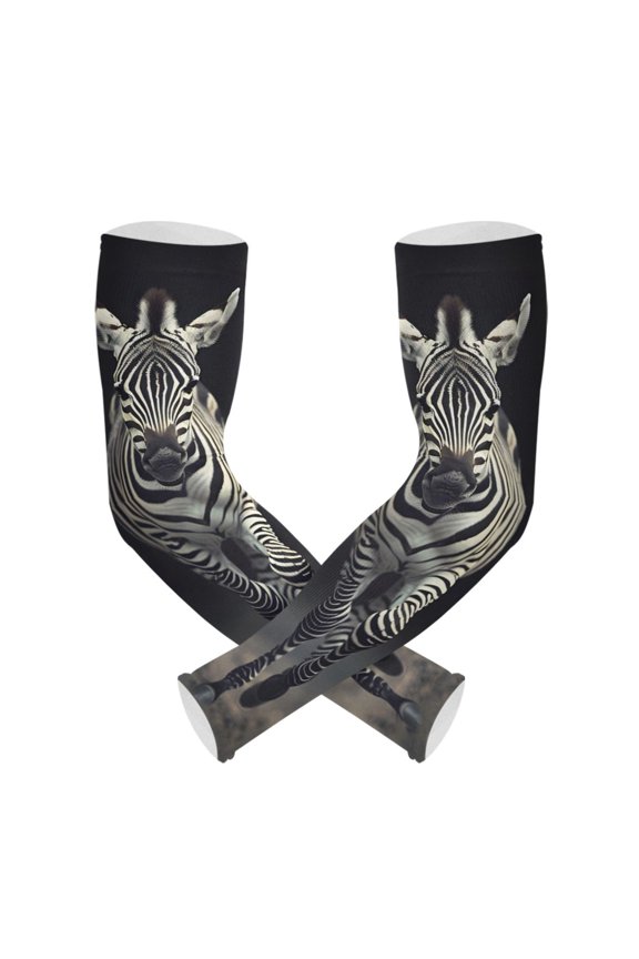 Zebra UV Sun Protection Arm Sleeves UPF 50+ Compression Cooling Sleeve 1 Pair