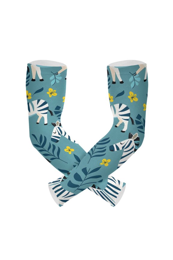 Zebras Floral UV Sun Protection Arm Sleeves UPF 50+ Compression Cooling Sleeve 1 Pair