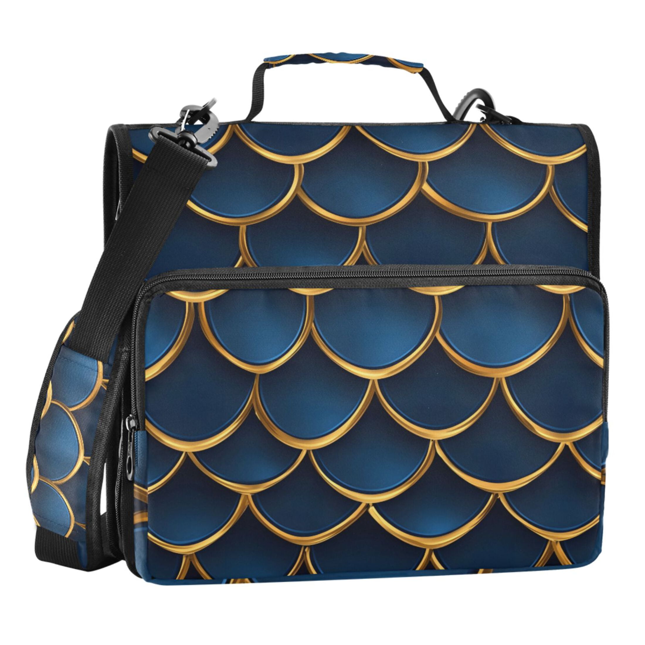 ALAZA Zipper Binder 3d Dragon Scales Blue 3 Ring Trapper Keeper File Folder Organizer Bag
