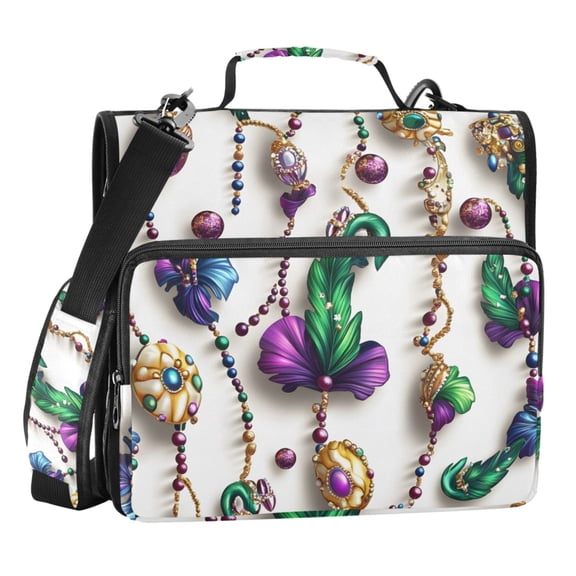 ALAZA Zipper Binder 3d Mardi Gras Pattern 3 Ring Trapper Keeper File Folder Organizer Bag