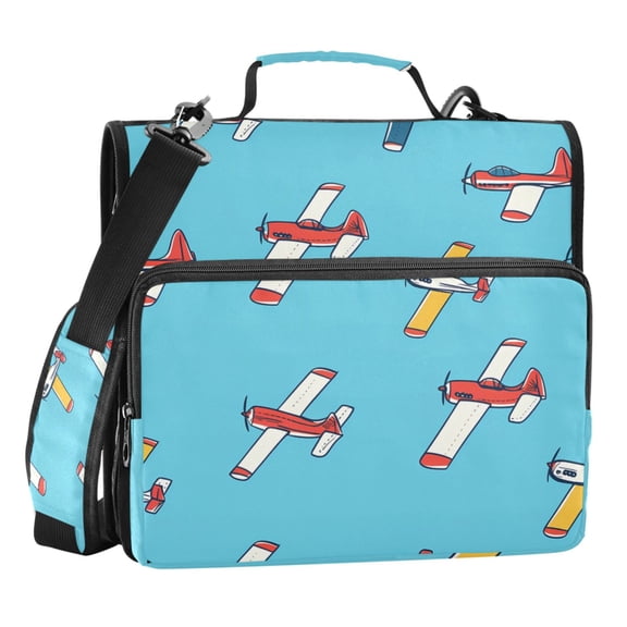 ALAZA Zipper Binder Airplane Blue-d1 3 Ring Trapper Keeper File Folder Organizer Bag