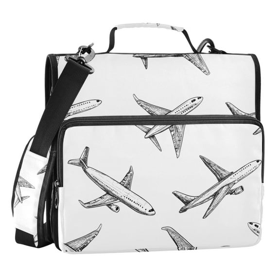 ALAZA Zipper Binder Airplane Retro 3 Ring Trapper Keeper File Folder Organizer Bag