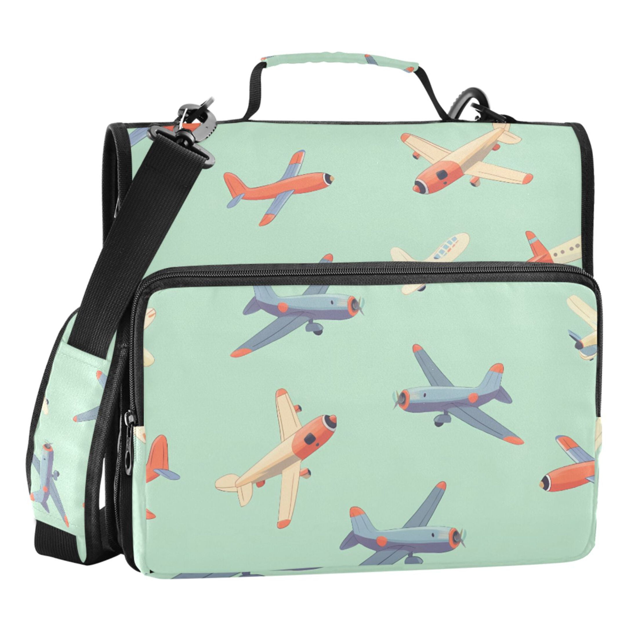 ALAZA Zipper Binder Airplane Retro Green 3 Ring Trapper Keeper File Folder Organizer Bag