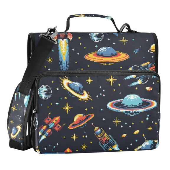 ALAZA Zipper Binder Aliens and Space 3 Ring Trapper Keeper File Folder Organizer Bag