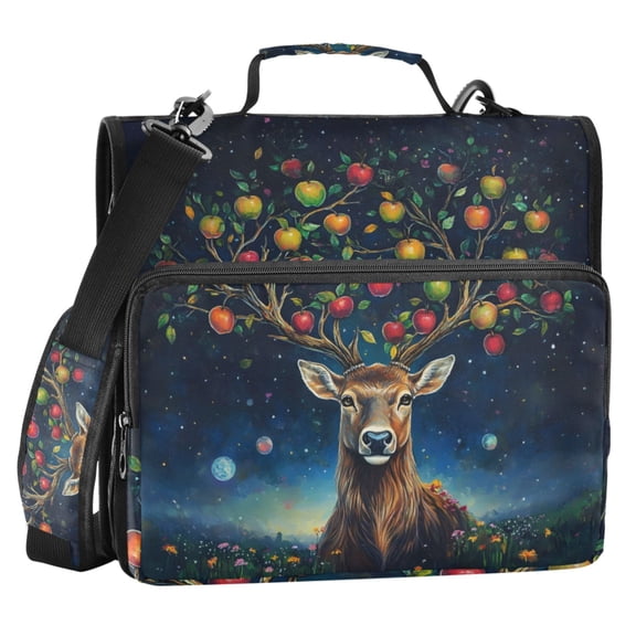 ALAZA Zipper Binder Apples Deer Tree 2 in 3 Ring Trapper Keeper 500 Sheet Capacity File Folder Organizer Bag
