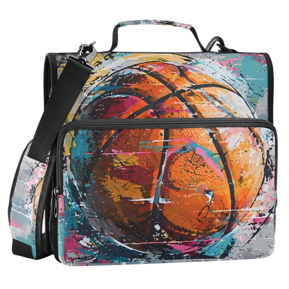ALAZA Zipper Binder Artistic Basketball 2 in 3 Ring Trapper Keeper 500 Sheet Capacity File Folder Organizer Bag