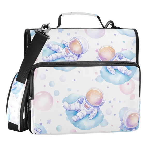 ALAZA Zipper Binder Astronaut Bubbles 3 Ring Trapper Keeper File Folder Organizer Bag