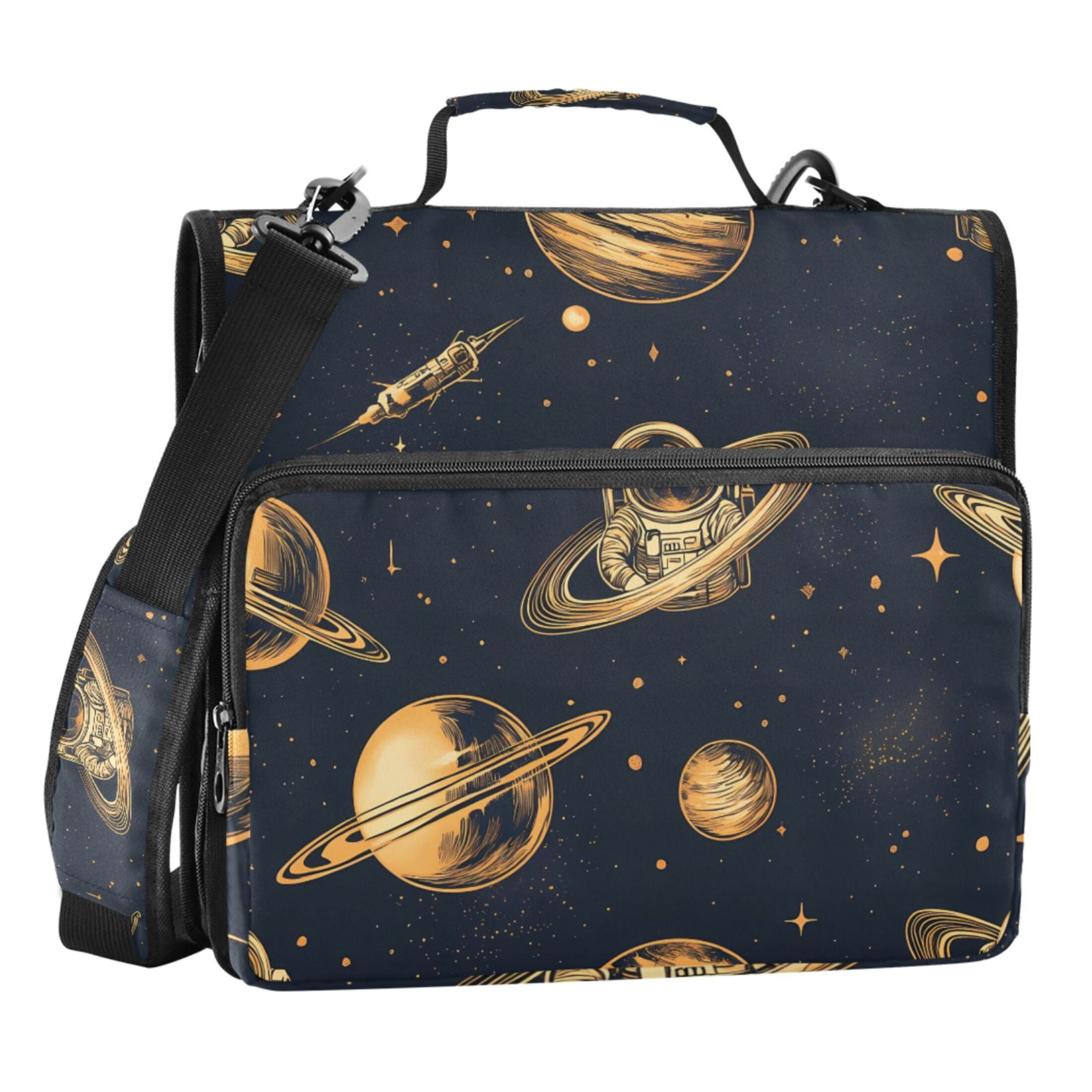 ALAZA Zipper Binder Astronaut Planet Space 3 Ring Trapper Keeper File Folder Organizer Bag