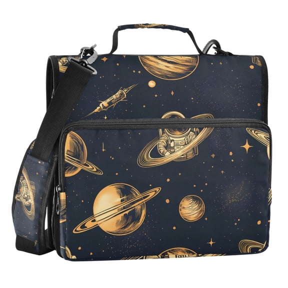ALAZA Zipper Binder Astronaut Planet Space 3 Ring Trapper Keeper File Folder Organizer Bag