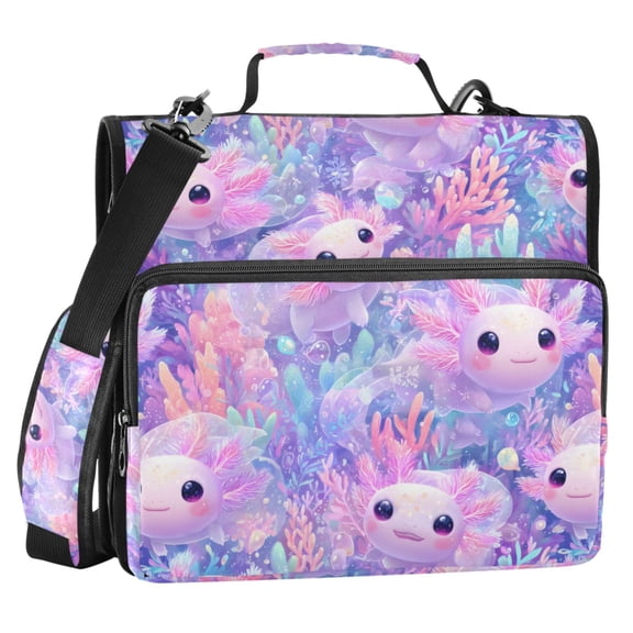 ALAZA Zipper Binder Axolotl Seaweed 2 in 3 Ring Trapper Keeper 500 Sheet Capacity File Folder Organizer Bag