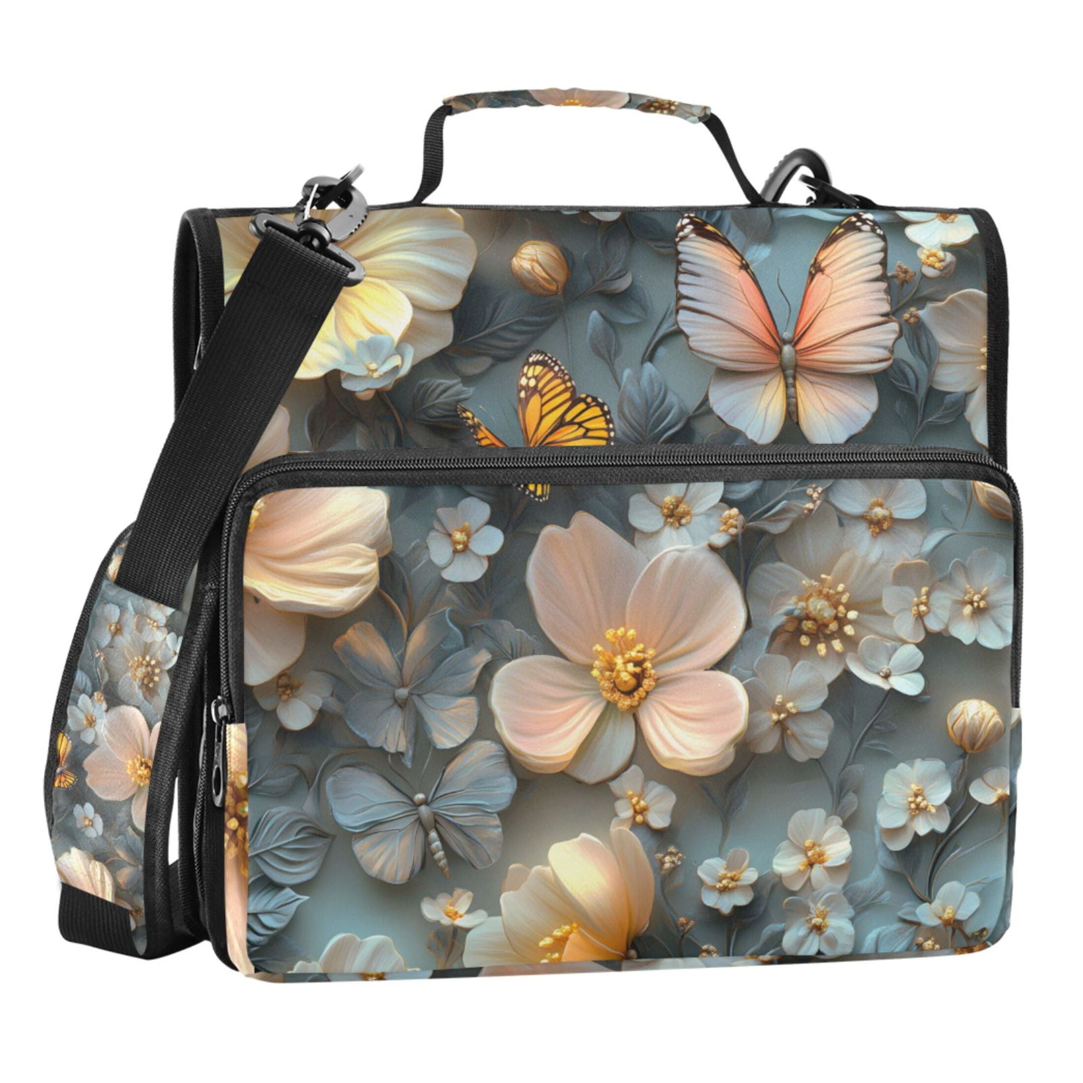 ALAZA Zipper Binder Bag 3d Flower Pattern 3 Ring File Folder Binder ...