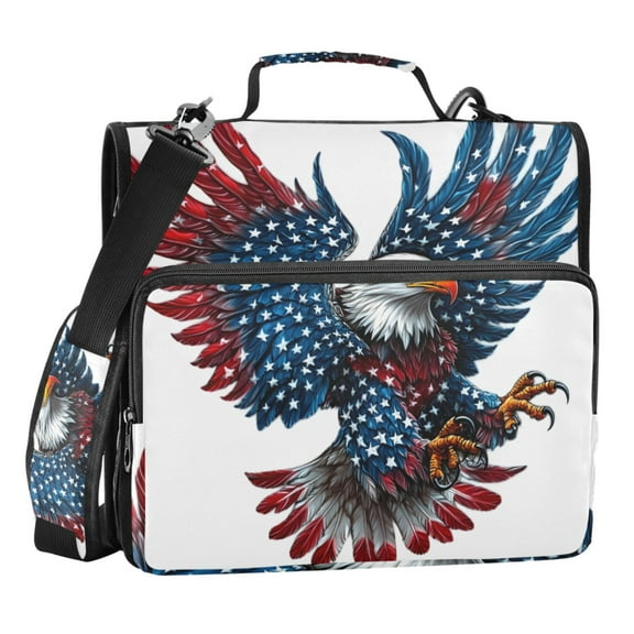 ALAZA Zipper Binder Bag American Eagle 3 Ring File Folder Binder Organizer Bag