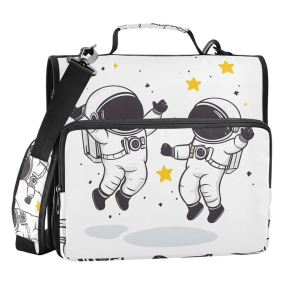 ALAZA Zipper Binder Bag Astronauts 3 Ring File Folder Binder Organizer Bag