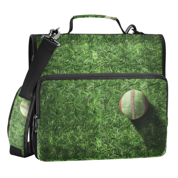 ALAZA Zipper Binder Bag Baseball on Grass 3 Ring File Folder Binder Organizer Bag