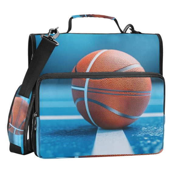 ALAZA Zipper Binder Bag Basketball Blue 3 Ring File Folder Binder Organizer Bag