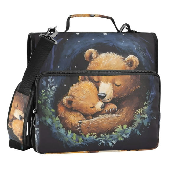 ALAZA Zipper Binder Bag Bears Sleeping 3 Ring File Folder Binder Organizer Bag