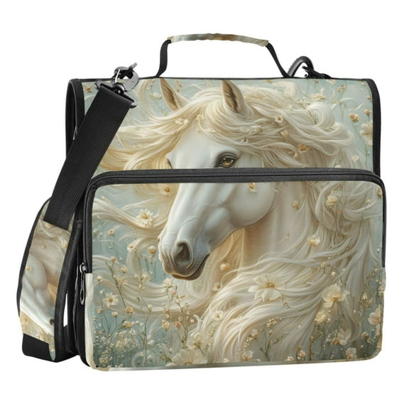 ALAZA Zipper Binder Bag Beautiful Horse 3 Ring File Folder Binder Organizer Bag
