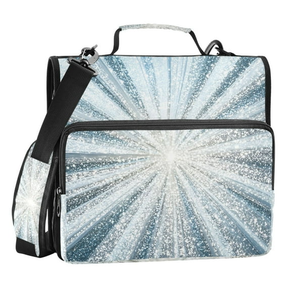 ALAZA Zipper Binder Bag Blue Fireworks 3 Ring File Folder Binder Organizer Bag