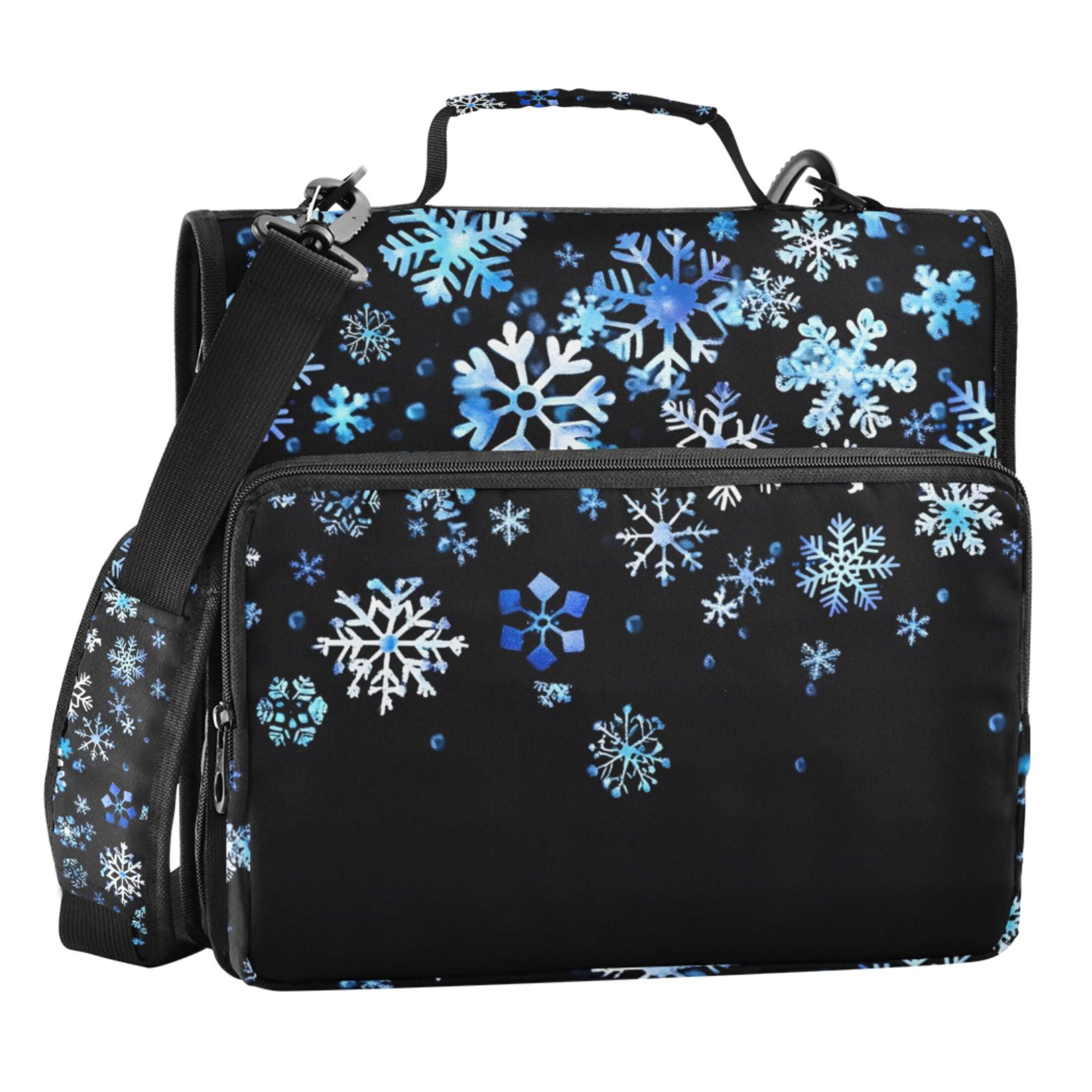 ALAZA Zipper Binder Bag Blue Snowflake 3 Ring File Folder Binder ...